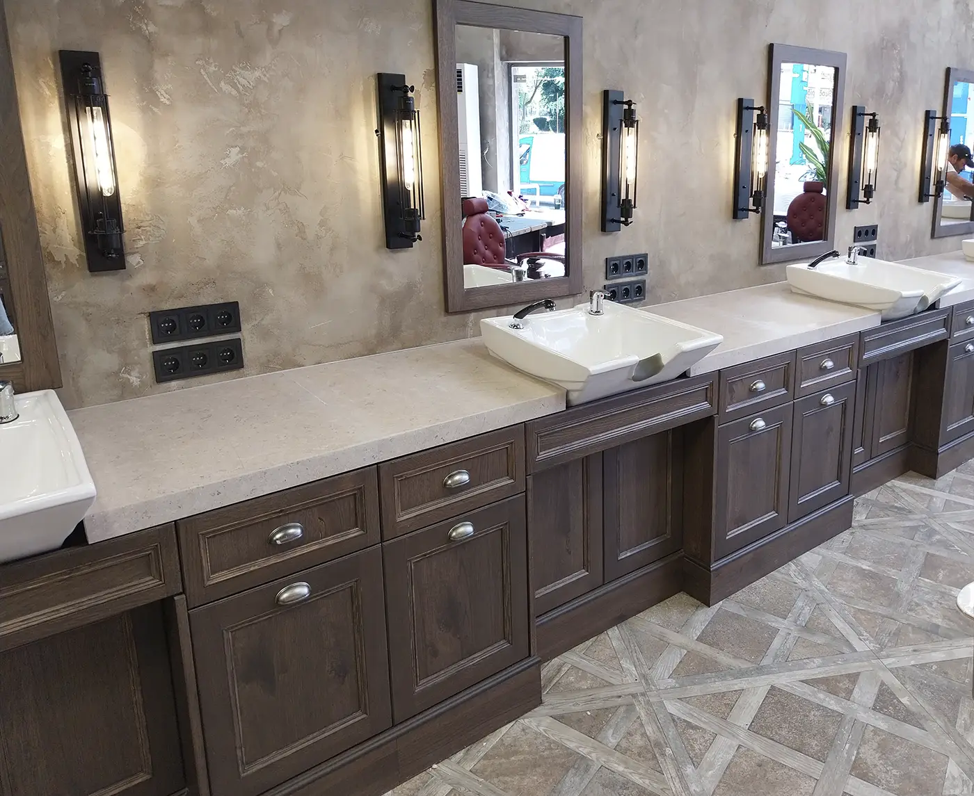 Πάγκοι κομμωτηρίου με μάρμαρο Sinai 2 Πάγκοι κομμωτηρίου με μάρμαρο Sinai | Ειδικές Κατασκευές